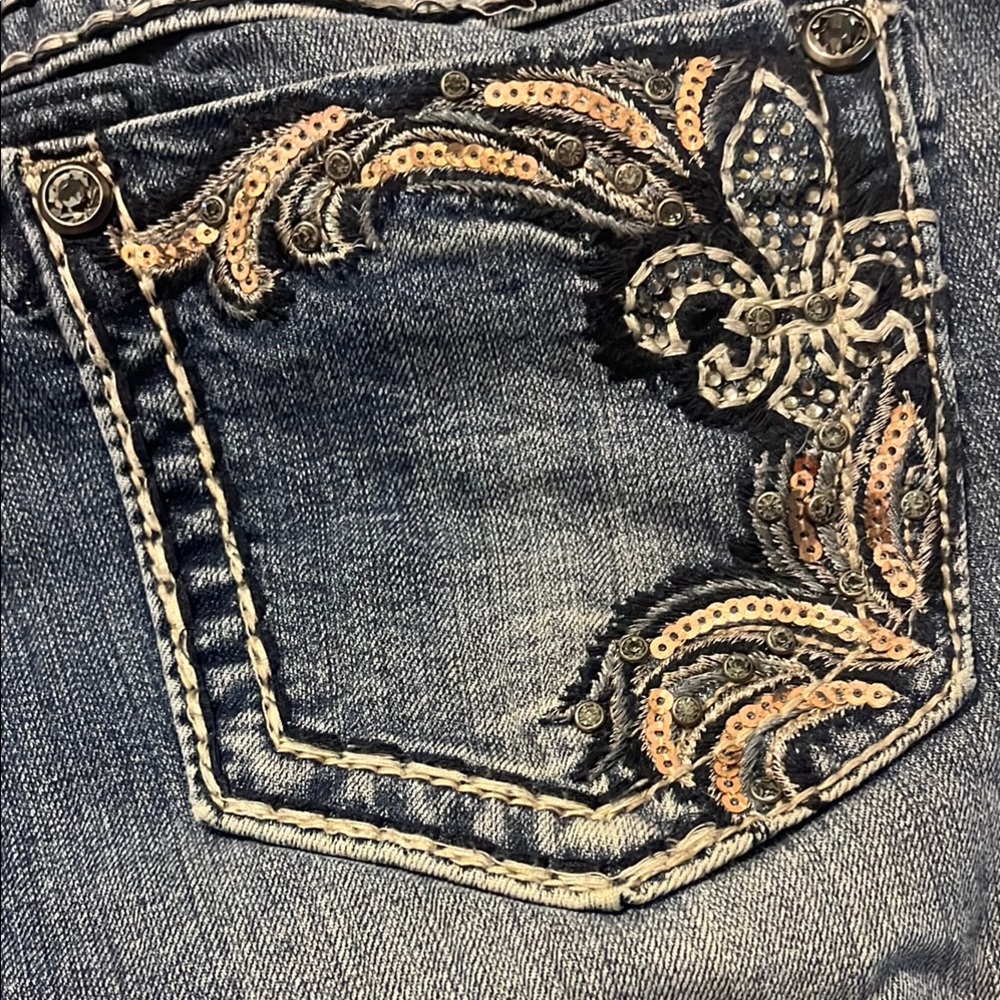Miss Me Blue Skinny Jeans with Distressed Details - Picture 6 of 16
